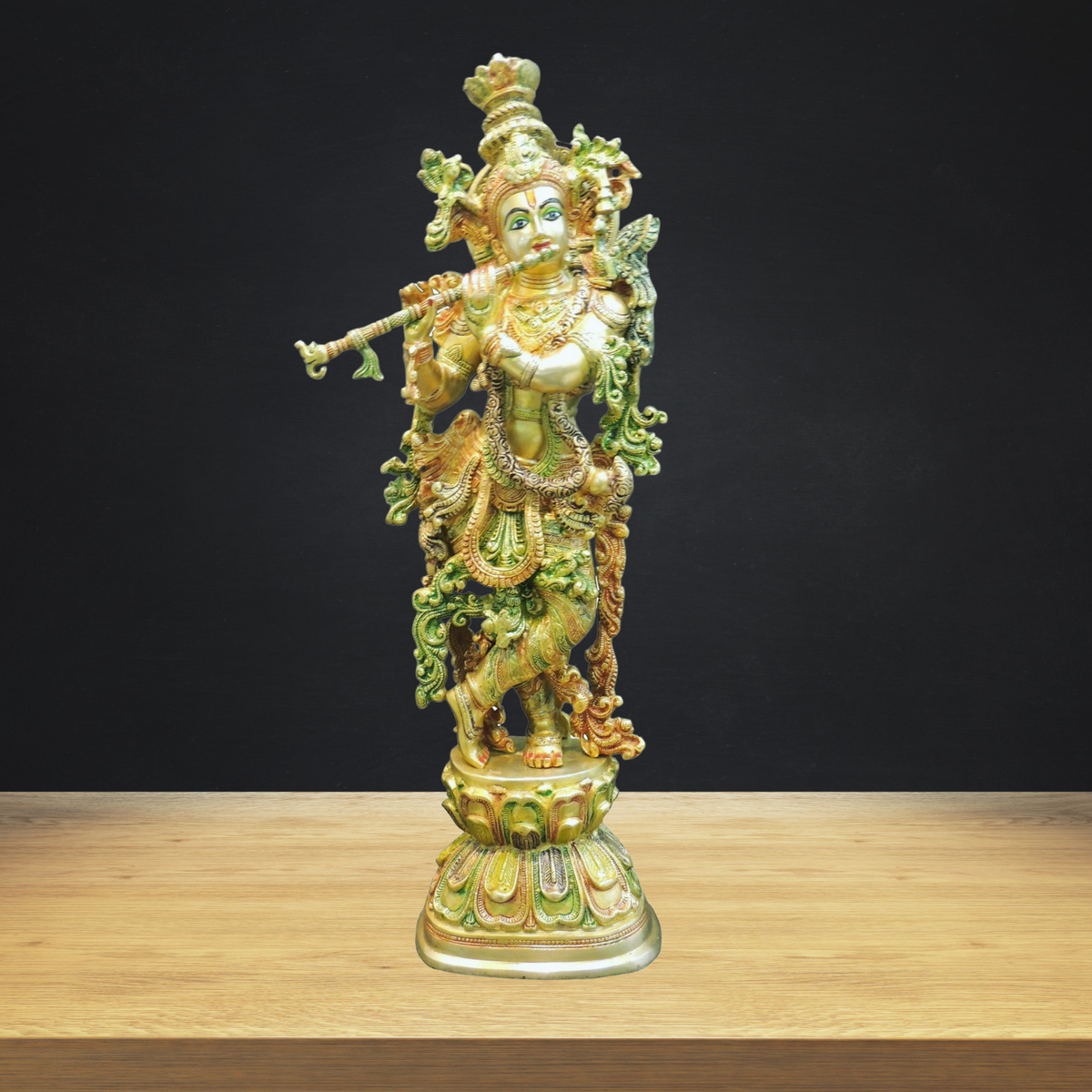 Brass Krishna God Idol Statue 15.4kg - PUSHMYCART