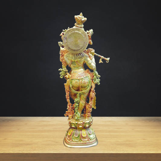 Brass Krishna God Idol Statue 15.4kg - PUSHMYCART
