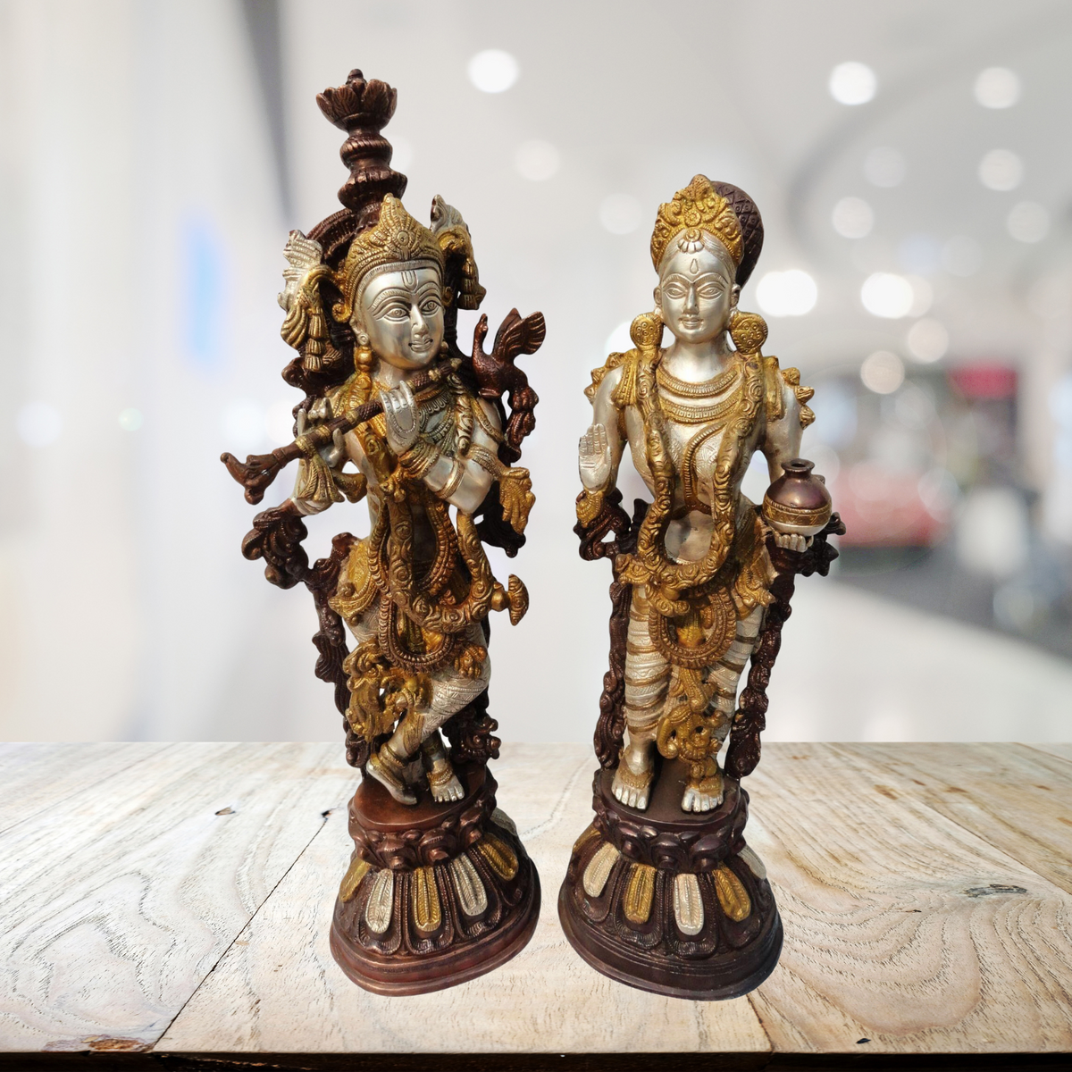 Brass Radha Krishan Pair Statue 16.442kg - PUSHMYCART