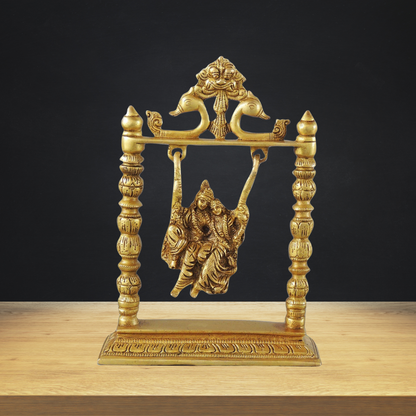 Brass Radha Krishan Jhula God Idol Statue 2.05kg - PUSHMYCART