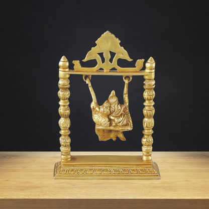 Brass Radha Krishan Jhula God Idol Statue 2.05kg - PUSHMYCART