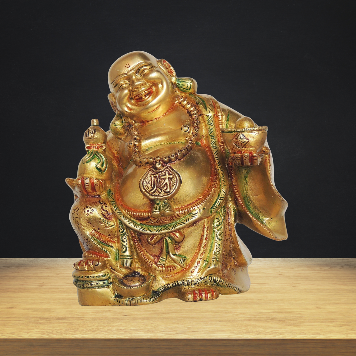 Brass Laughing Budha Big God Idol Statue 5.44kg - PUSHMYCART