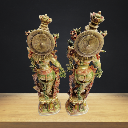 Brass Radha Krishna Pair God Idol Statue 31.4kg - PUSHMYCART