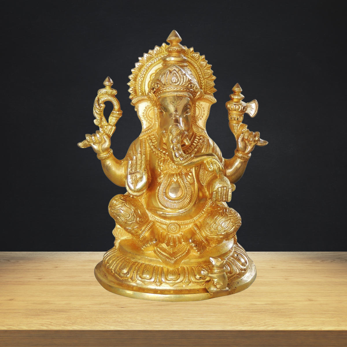 Brass Ganesh Ji God Idol Statue 2.285kg - PUSHMYCART