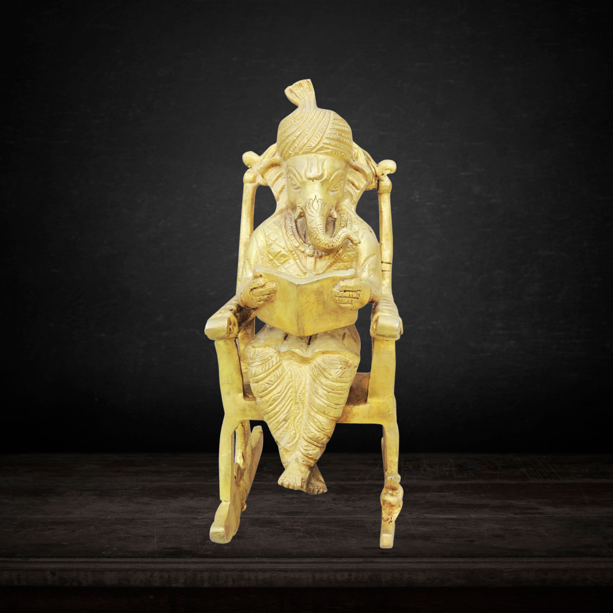 Brass Chair Ganesh Statue 3.44kg - PUSHMYCART