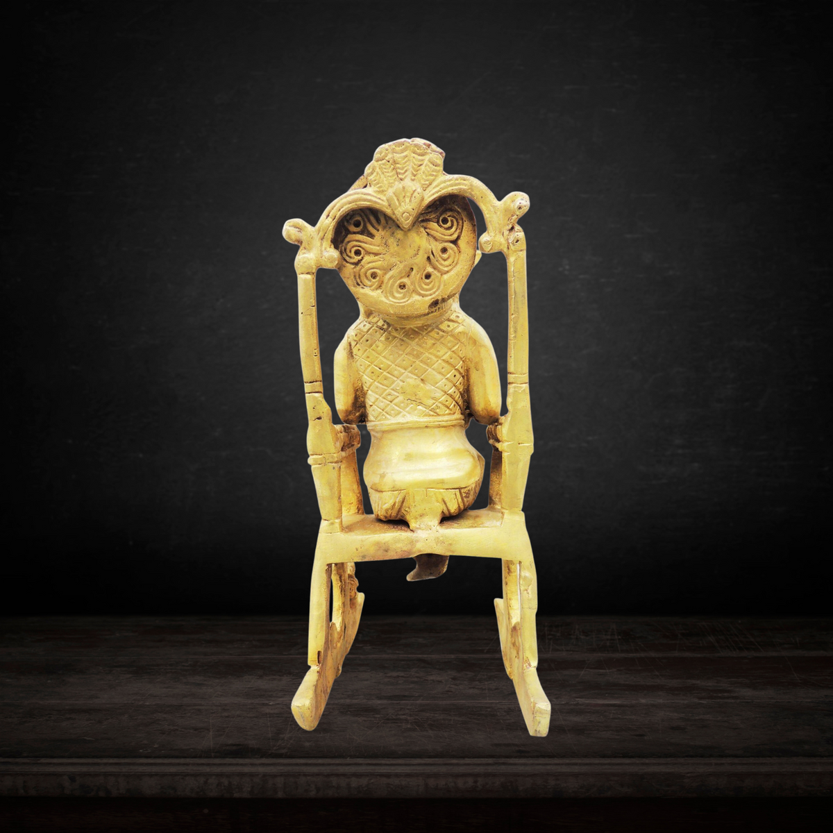 Brass Chair Ganesh Statue 3.44kg - PUSHMYCART