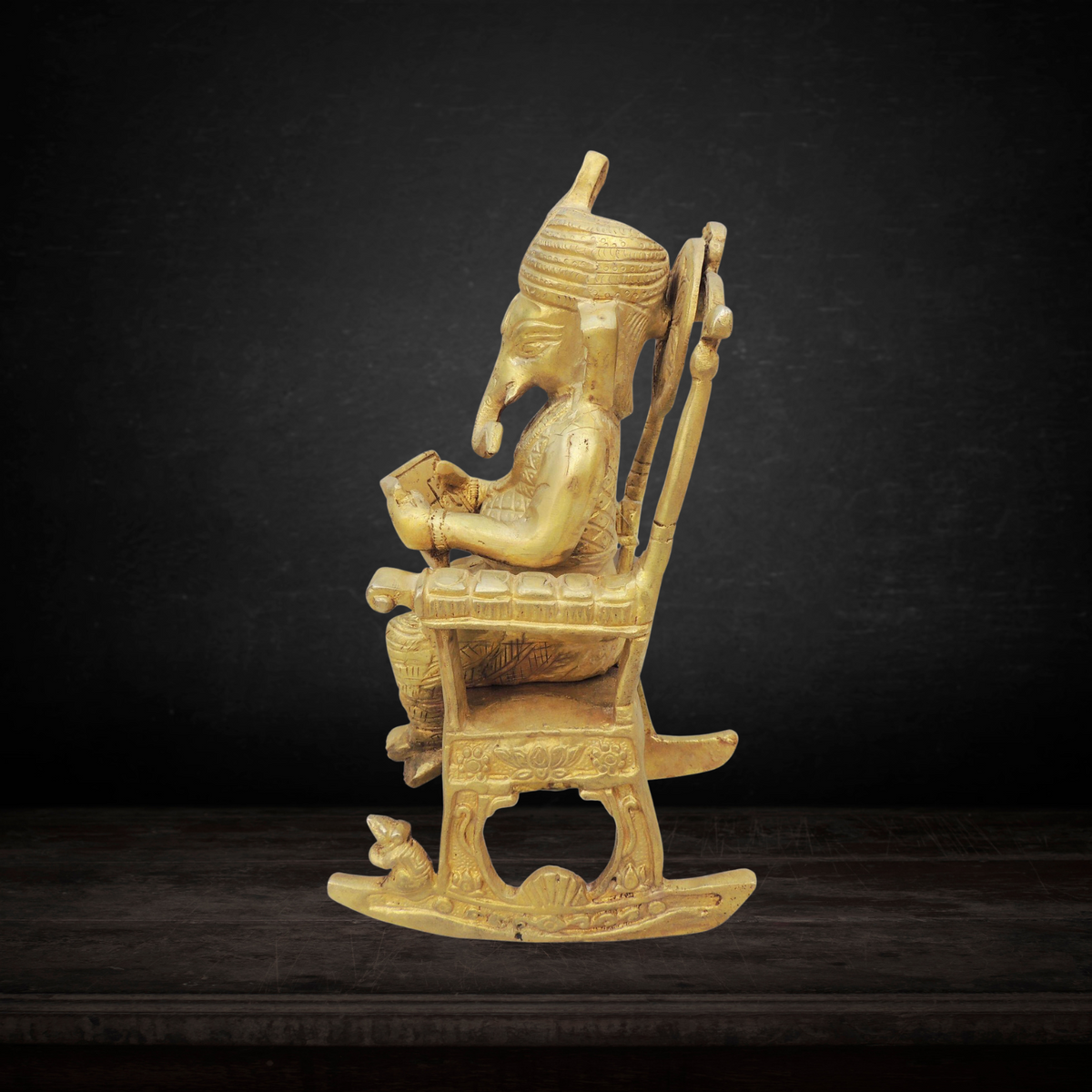 Brass Chair Ganesh Statue 3.44kg - PUSHMYCART
