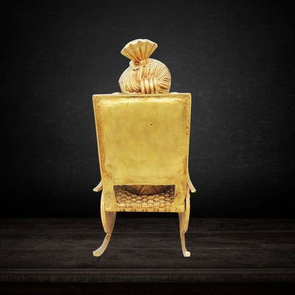 Brass Chair Ganesh Statue 12.74kg - PUSHMYCART