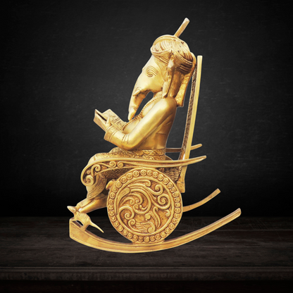 Brass Chair Ganesh Statue 12.74kg - PUSHMYCART