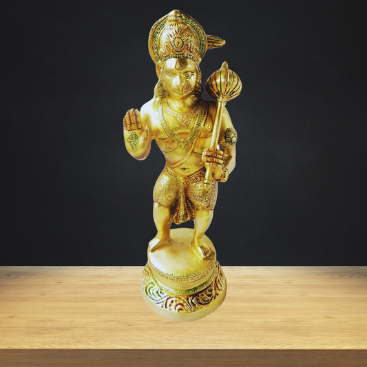 Brass Hanuman Ji Statue 2.78kg - PUSHMYCART