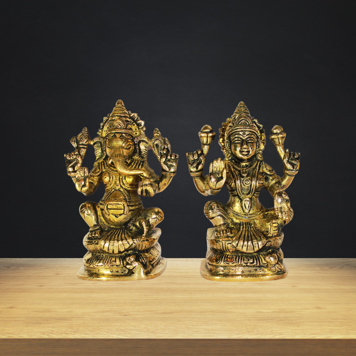 Brass Laxmi Ganesh God Idol Statue 2340g - PUSHMYCART