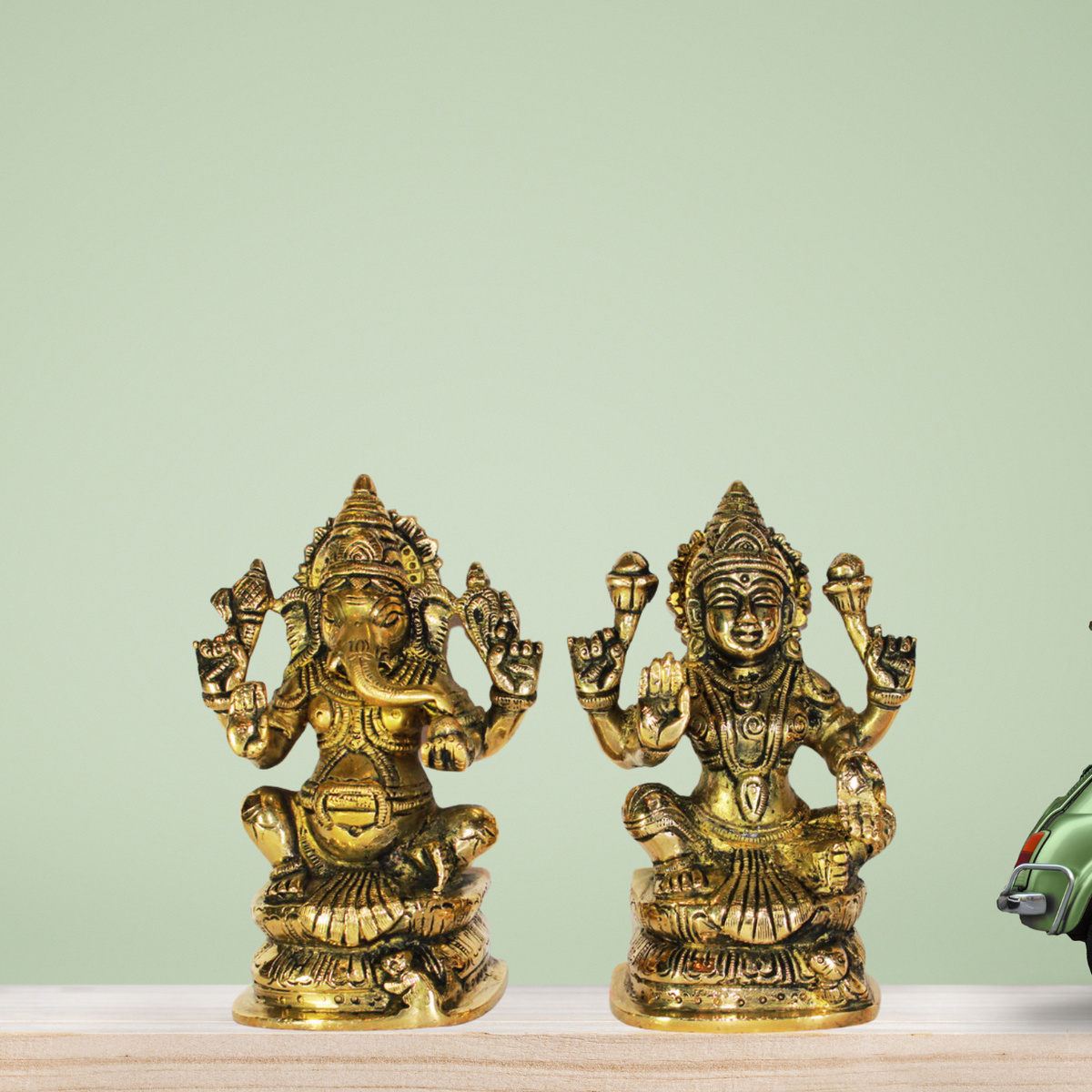 Brass Laxmi Ganesh God Idol Statue 2340g - PUSHMYCART