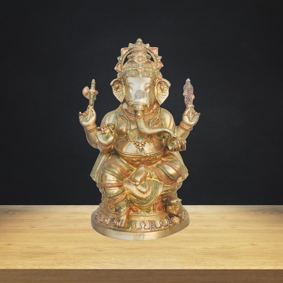 Brass Ganesh Ji Big Statue 26Kg - PUSHMYCART