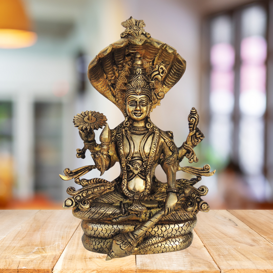 Brass Vishnu Statue 4.44kg - PUSHMYCART