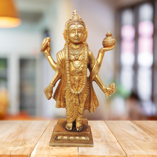 Brass Dhanvantri Ji Statue 2.66kg - PUSHMYCART