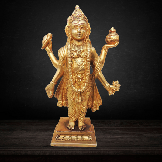 Brass Dhanvantri Ji Statue 2.66kg - PUSHMYCART