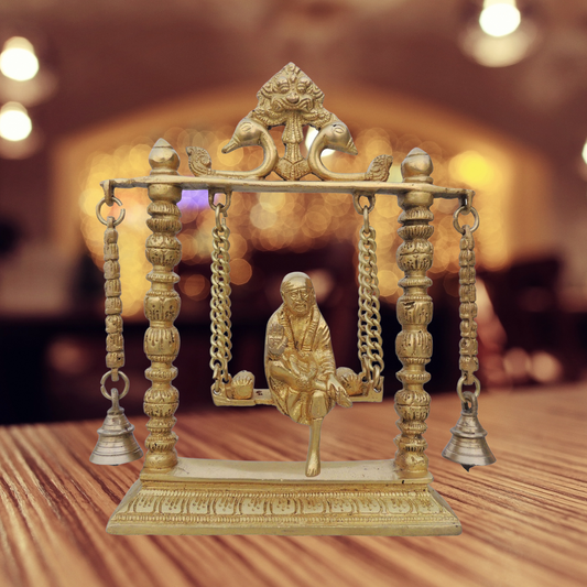 Brass Sai Baba on Jhula Idol Statue 2.34kg - PUSHMYCART