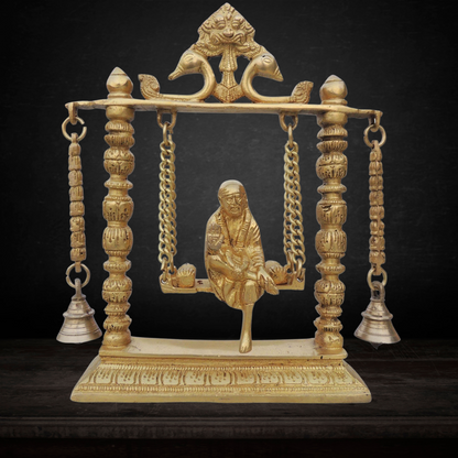 Brass Sai Baba on Jhula Idol Statue 2.34kg - PUSHMYCART