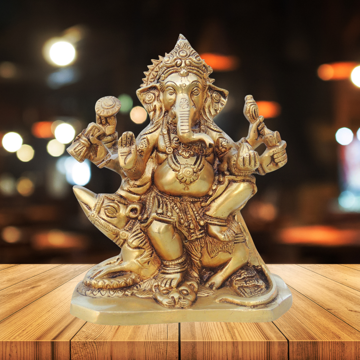 Brass Ganesh Ji Statue 2.34kg - PUSHMYCART