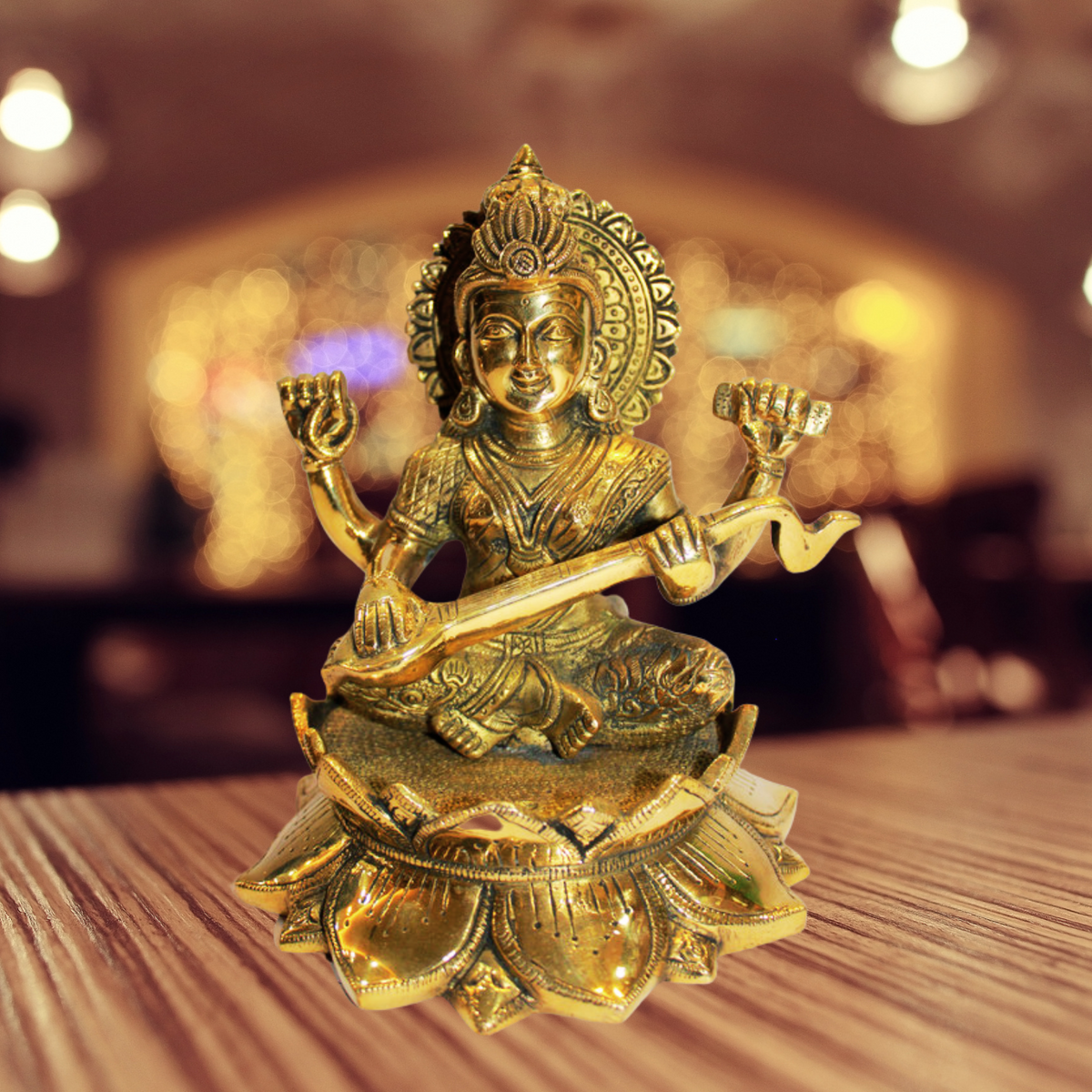 Brass Saraswati Ji Statue 3058g - PUSHMYCART