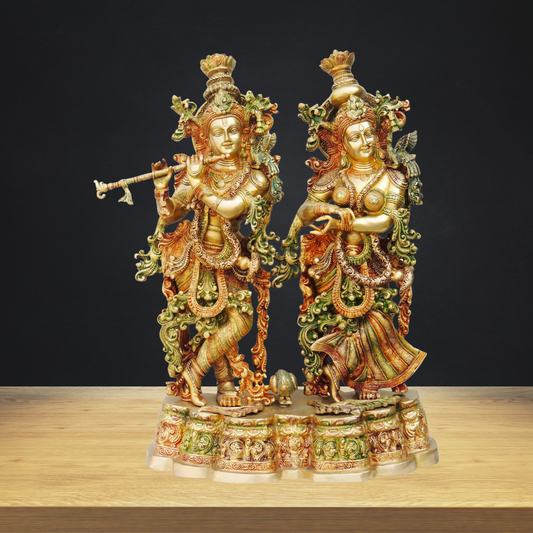 Brass Radha Krishna Platform God Idol 36.24Kg - PUSHMYCART