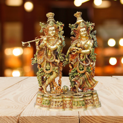 Brass Radha Krishna Platform God Idol 36.24Kg - PUSHMYCART