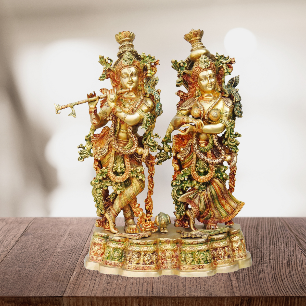 Brass Radha Krishna Platform God Idol 36.24Kg - PUSHMYCART