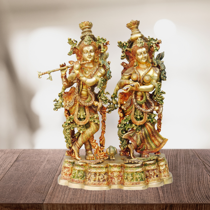 Brass Radha Krishna Platform God Idol 36.24Kg - PUSHMYCART