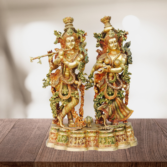 Brass Radha Krishna Platform God Idol 36.24Kg - PUSHMYCART