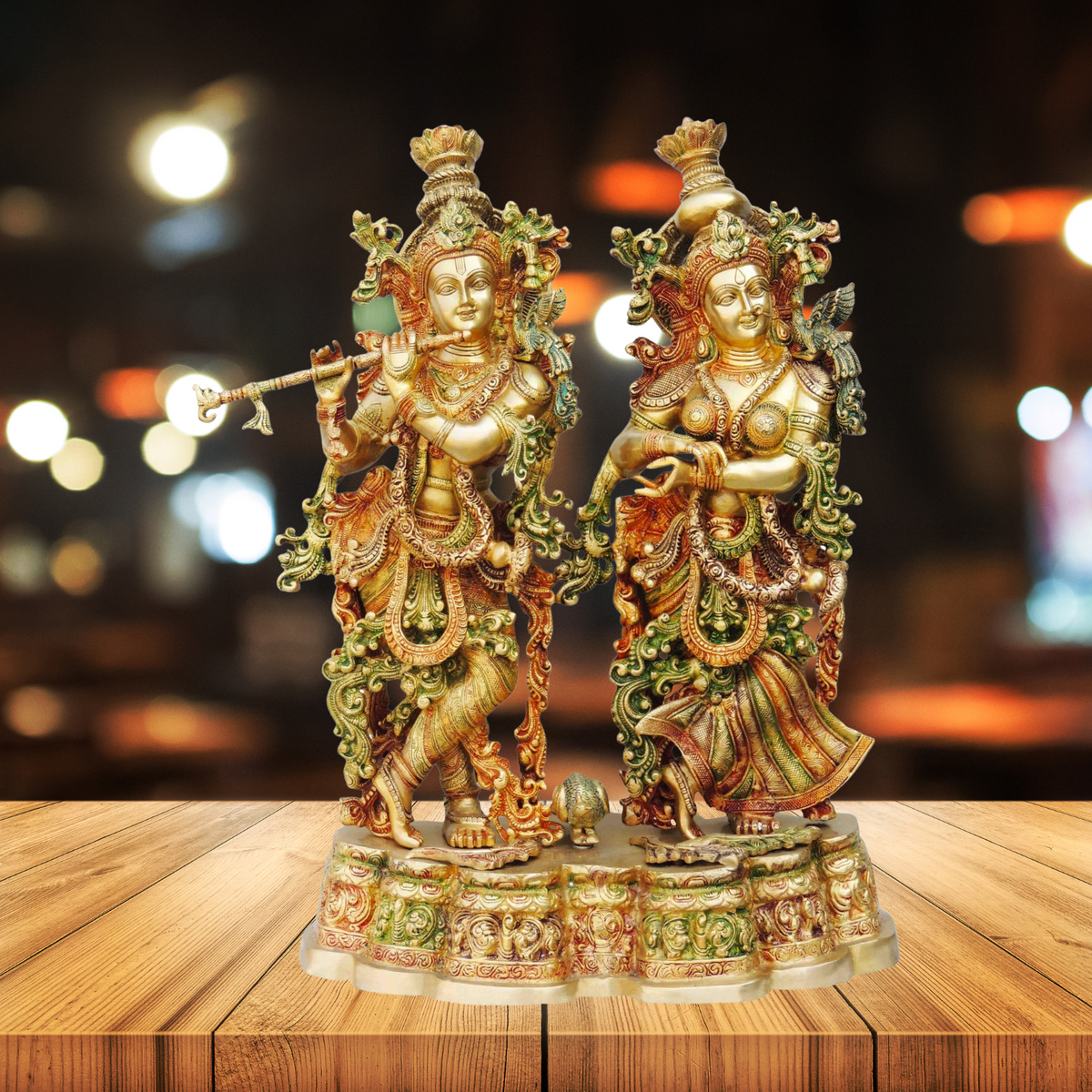 Brass Radha Krishna Platform God Idol 36.24Kg - PUSHMYCART