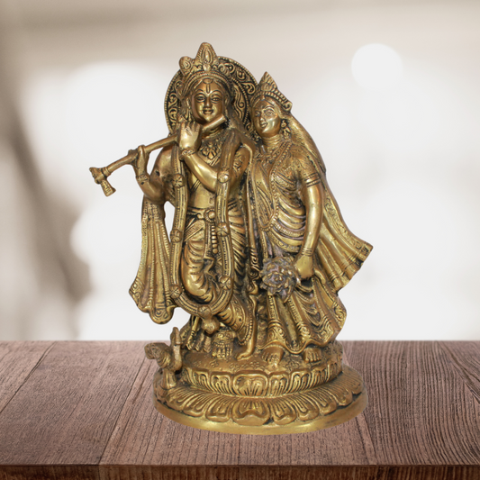 Brass Radha Krishna Idol 5940g - PUSHMYCART