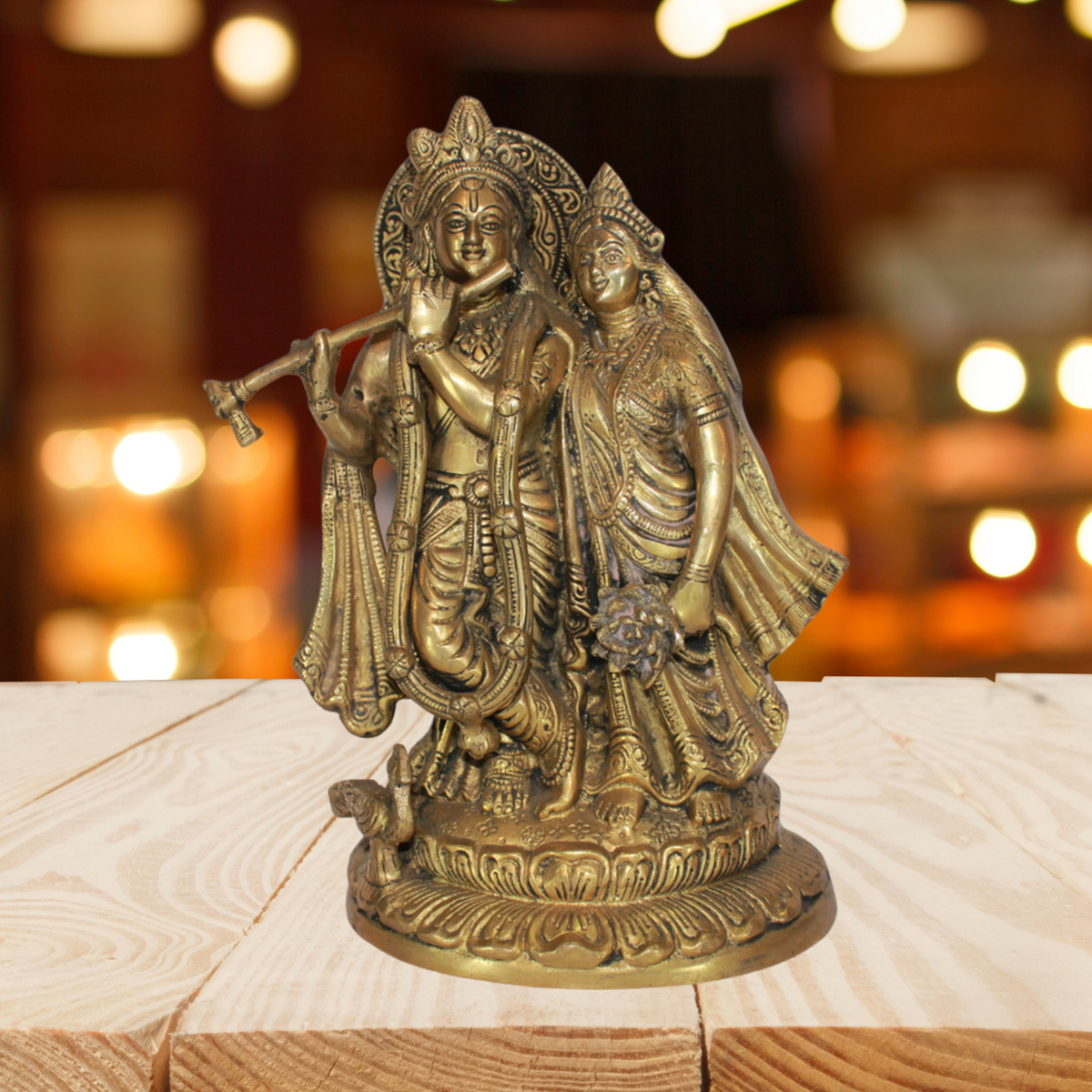 Brass Radha Krishna Idol 5940g - PUSHMYCART