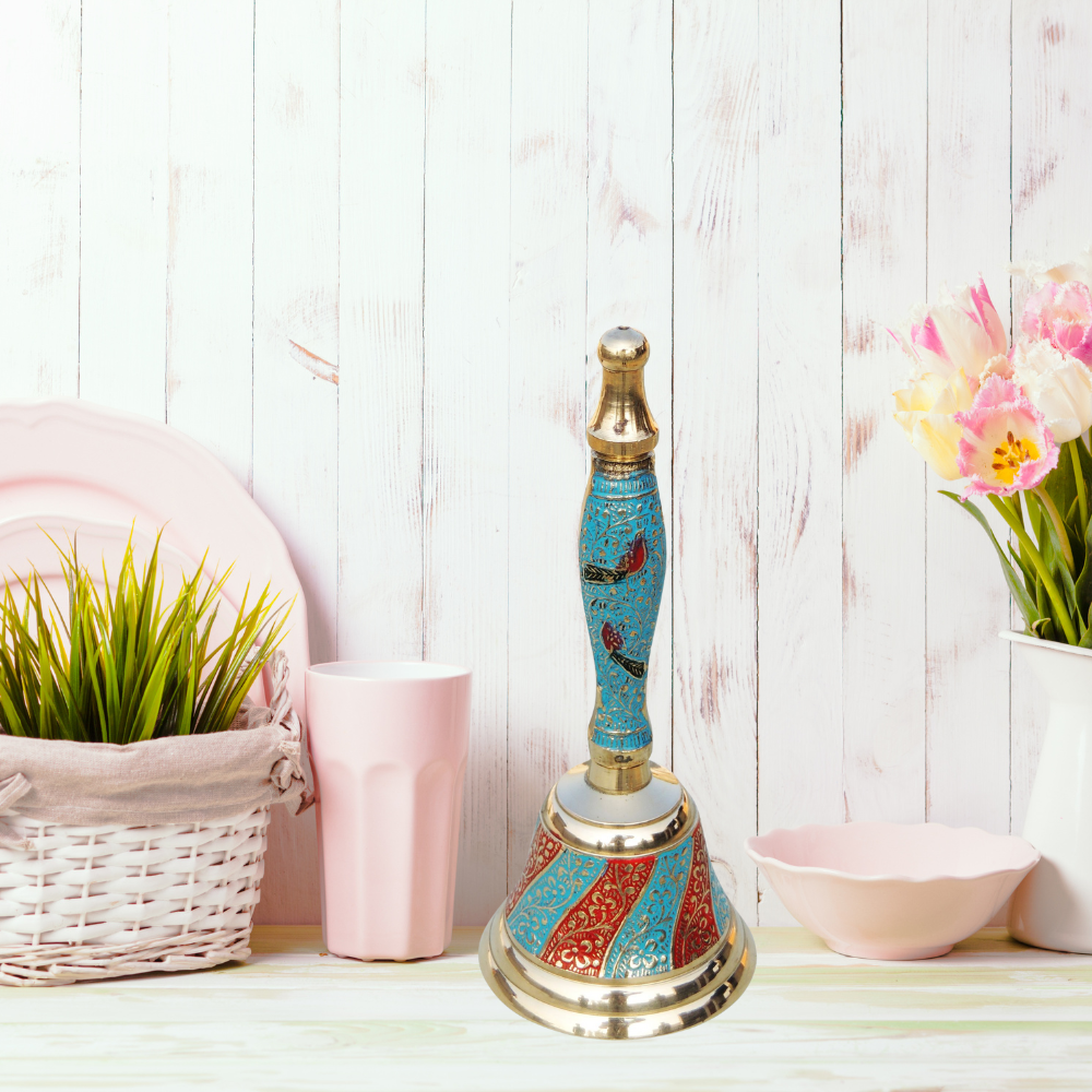 Brass Handle Bell In Blue Colour 0.25Kg - PUSHMYCART