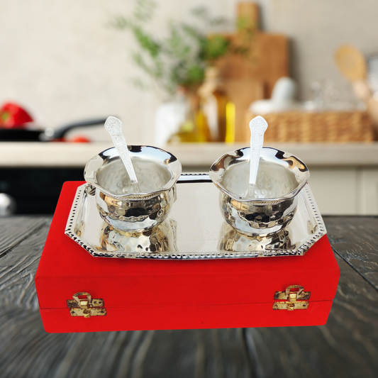 Brass 2 Bowl Set With Velvet Box 0.1kg - PUSHMYCART