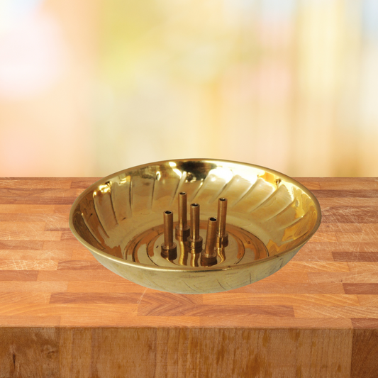 Brass 5 Agarbatti Stand Plate Small 0.055kg - PUSHMYCART