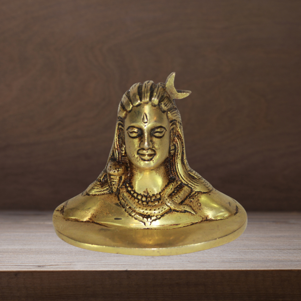 Brass Adiyogi Shiva Statue 381g - PUSHMYCART