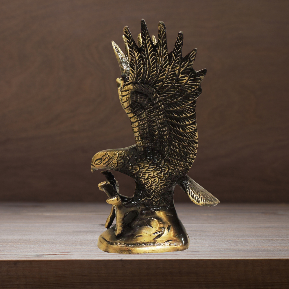 Brass Antique Showpiece Eagle Statue 0.68kg - PUSHMYCART
