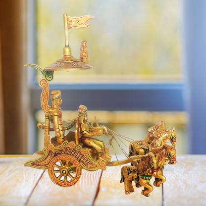 Brass Arjun Rath statue 0.84kg - PUSHMYCART