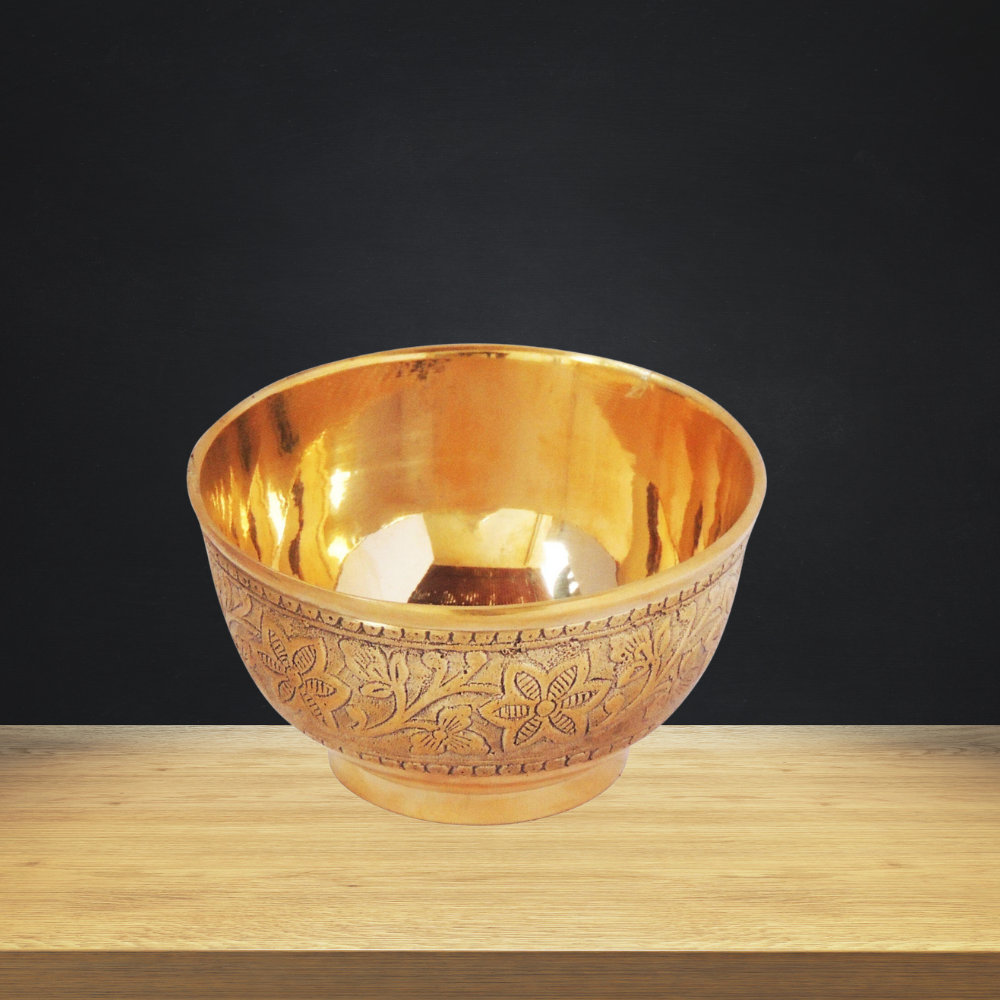 Brass Bowl Katori Embose Design 0.2Kg - PUSHMYCART