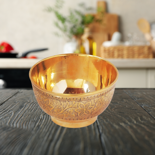 Brass Bowl Katori Embose Design 0.2Kg - PUSHMYCART