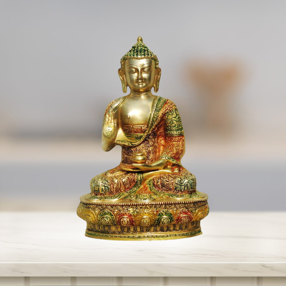 Brass Buddha Big Statue 3.88Kg - PUSHMYCART