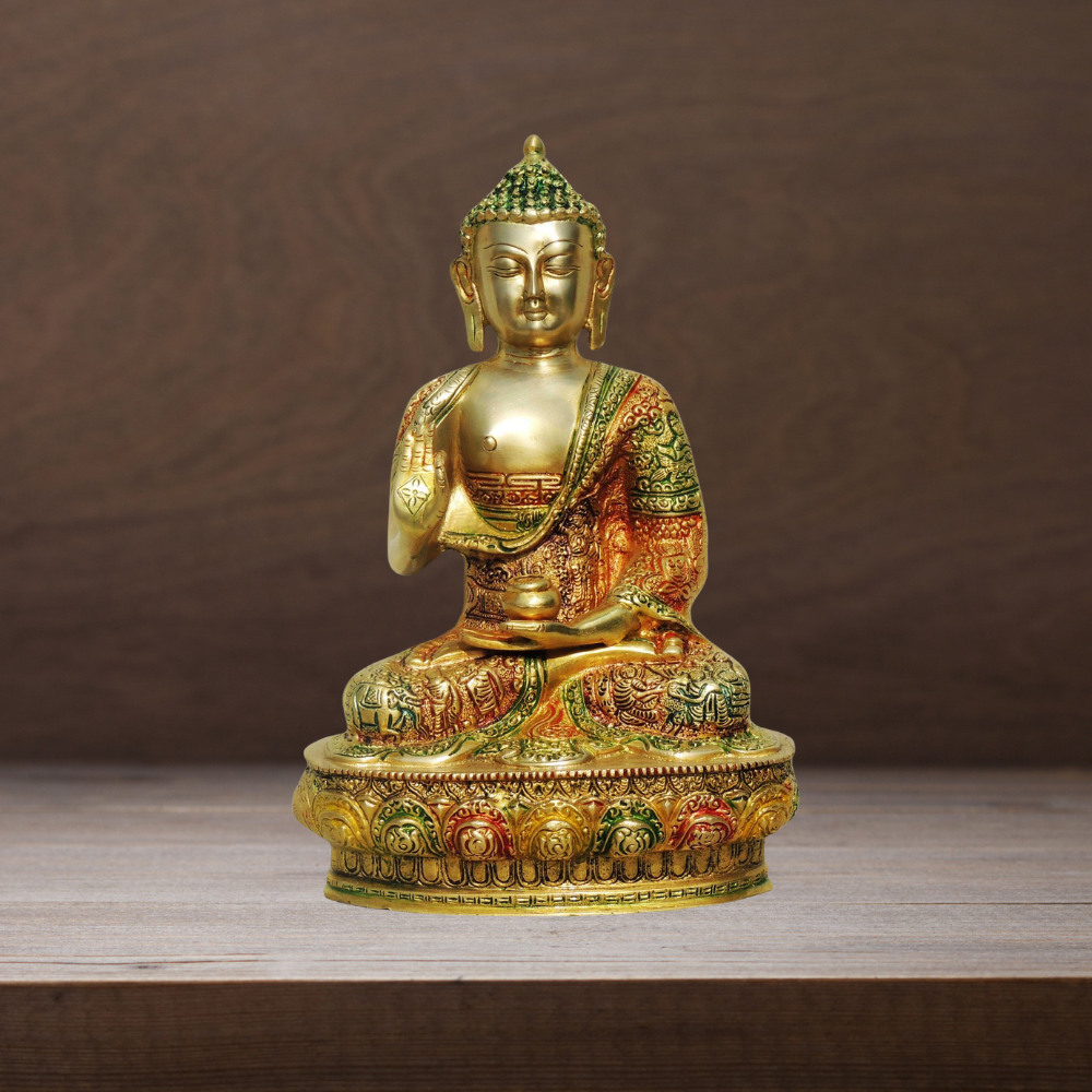 Brass Buddha Big Statue 3.88Kg - PUSHMYCART
