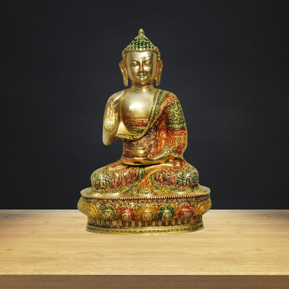 Brass Buddha Big Statue 3.88Kg - PUSHMYCART