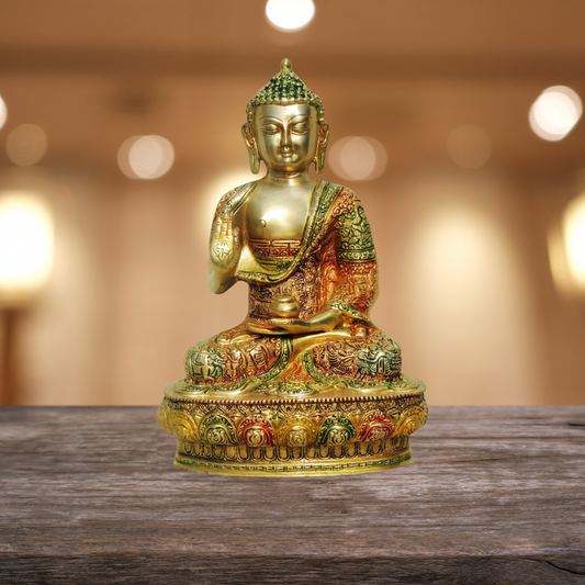 Brass Buddha Big Statue 3.88Kg - PUSHMYCART