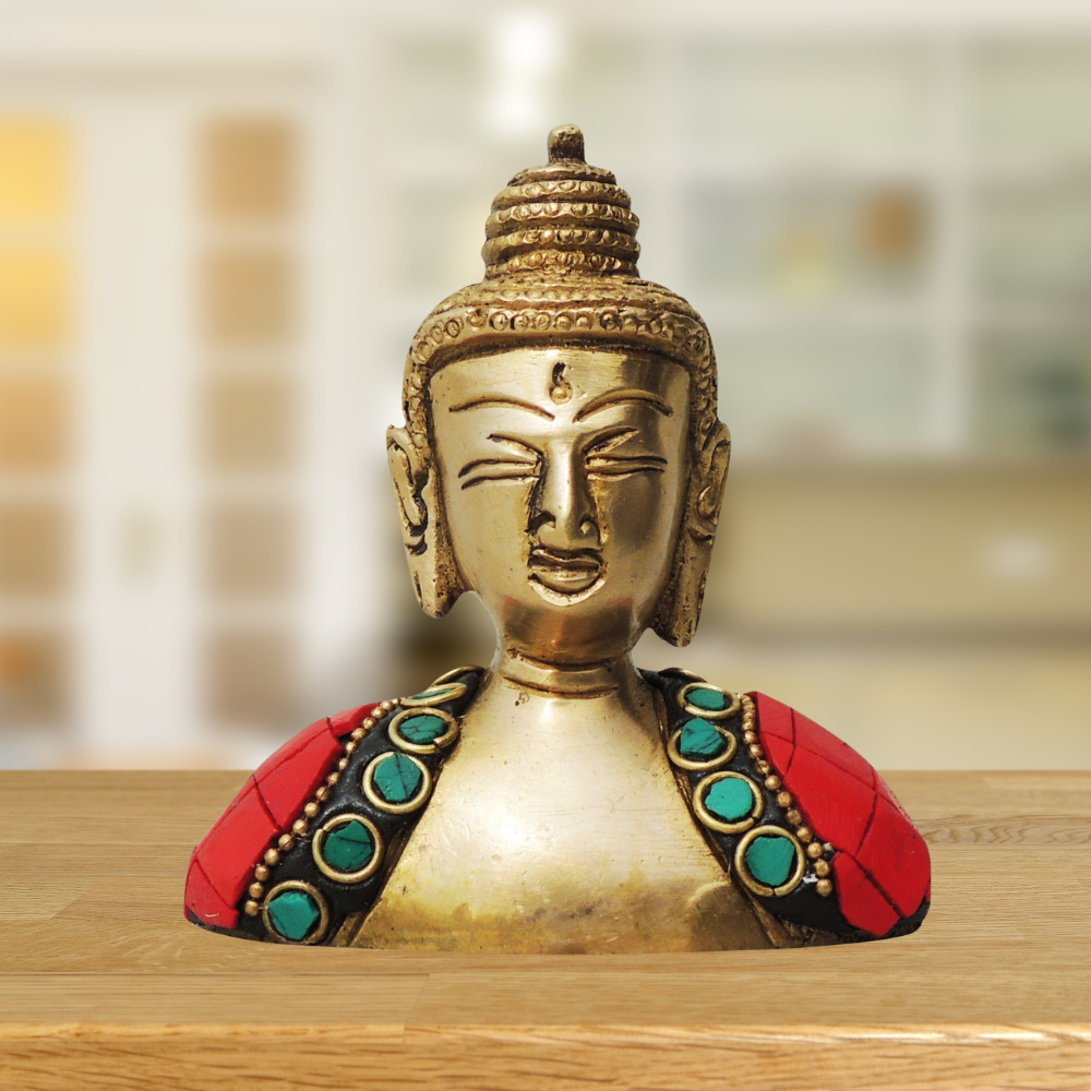 Brass Buddha Face Statue 0.34Kg - PUSHMYCART