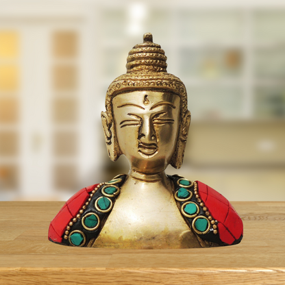 Brass Buddha Face Statue 0.34Kg - PUSHMYCART