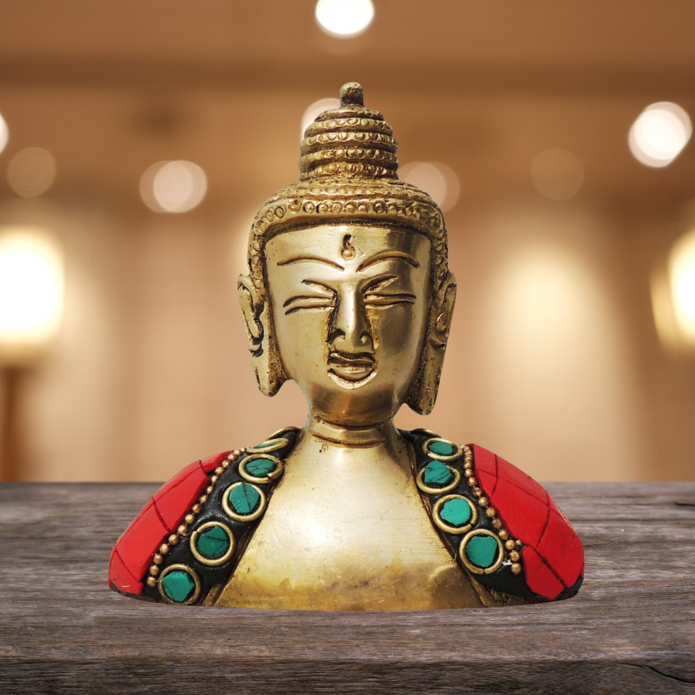 Brass Buddha Face Statue 0.34Kg - PUSHMYCART