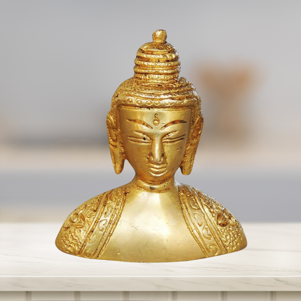 Brass Buddha Half Statue 0.33kg - PUSHMYCART