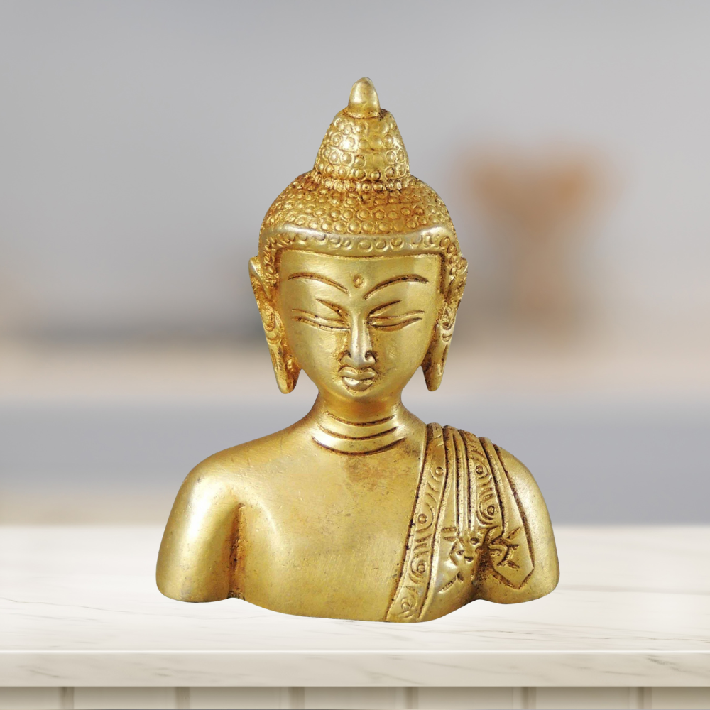 Brass Buddha Half Statue 0.4kg - PUSHMYCART