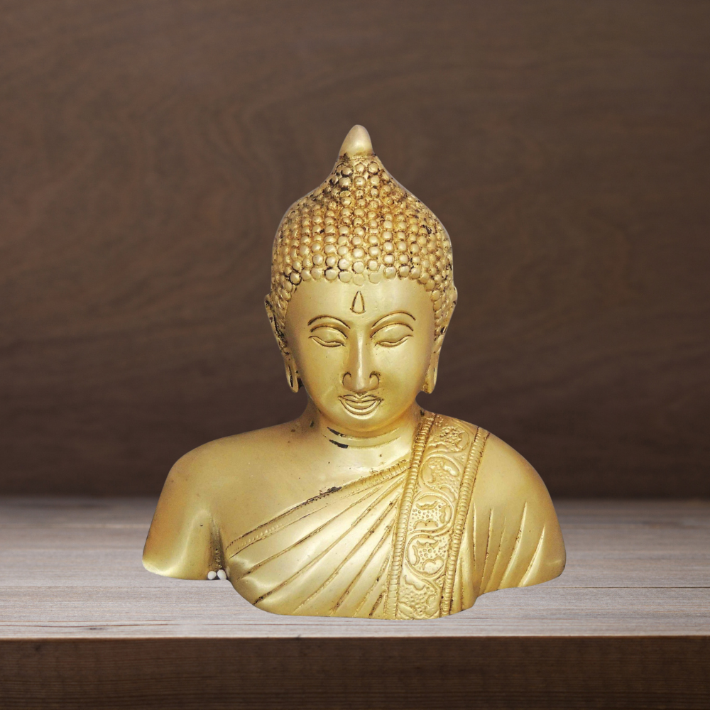 Brass Buddha Half Statue 1.095kg - PUSHMYCART
